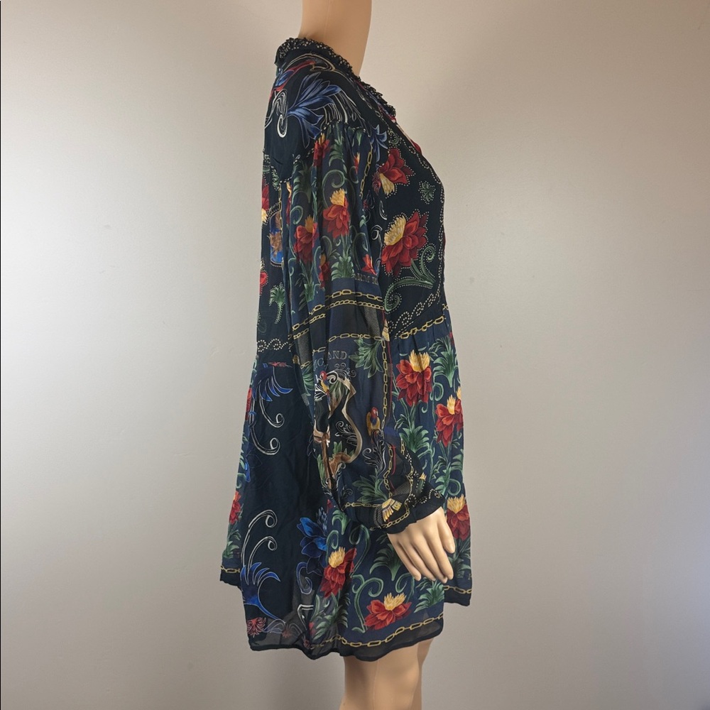 Farm Rio Mixed Arabesque Scarves Long Sleeve Mini Dress NWT - Picture 9 of 11